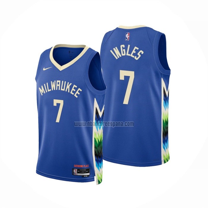 Camiseta Milwaukee Bucks Joe Ingles NO 7 Ciudad 2022-23 Azul